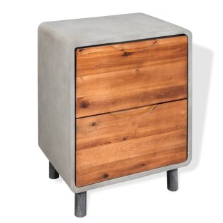  Szafka nocna, beton i lite drewno akacjowe, 40 x 30 x 50 cm Lumarko!