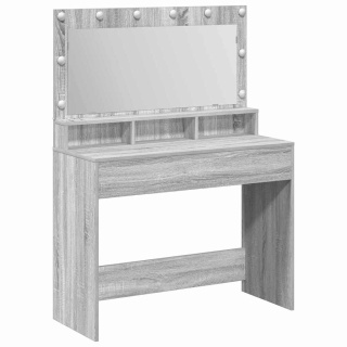Stolik toaletowy z lampkami LED w kolorze szarym Sonoma, 100x41x135 cm Lumarko!