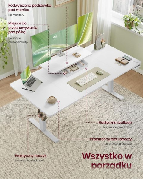 Biurko elektryczne regulowane 160 x 80 cm Cloud White