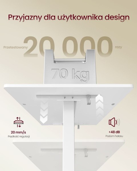 Biurko elektryczne regulowane 160 x 80 cm Cloud White
