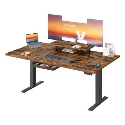 Biurko elektryczne regulowane 160 x 80 cm rustykalny brąz