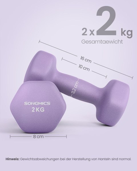 Hantle do ćwiczeń 2 x 2 kg w kolorze königsviolett