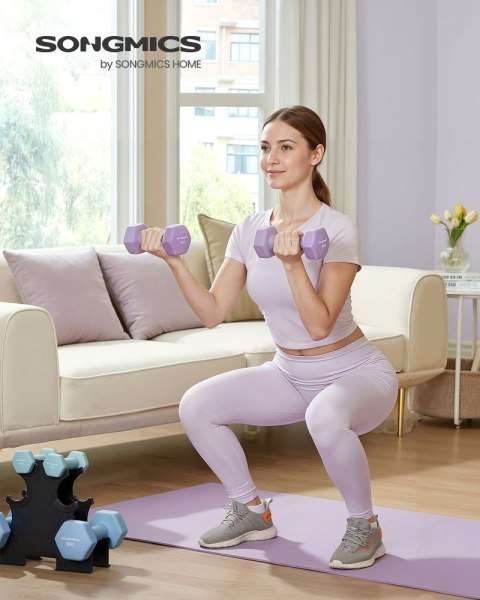 Zestaw hantli z stojakiem 2 x 1 kg 2 x 3 kg 2 x 5 kg seeblau königsviolett blassblau