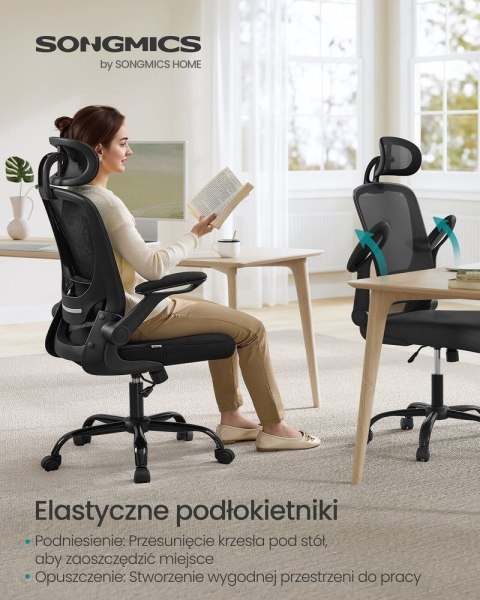 Fotel biurowy siatkowy z zagłówkiem piaskowo-beżowy