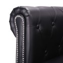  Sofa Chesterfield w kształcie litery L, sztuczna skóra, czarna Lumarko!