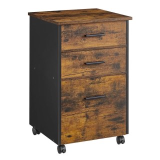Pojemnik na kółkach z 3 szufladami w stylu vintage brązowo-czarny