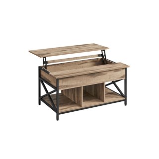 Stolik kawowy z możliwością regulacji wysokości i miejscem do przechowywania pod, Camelowy brąz + czarny, 60 x 100 x (48-62) cm