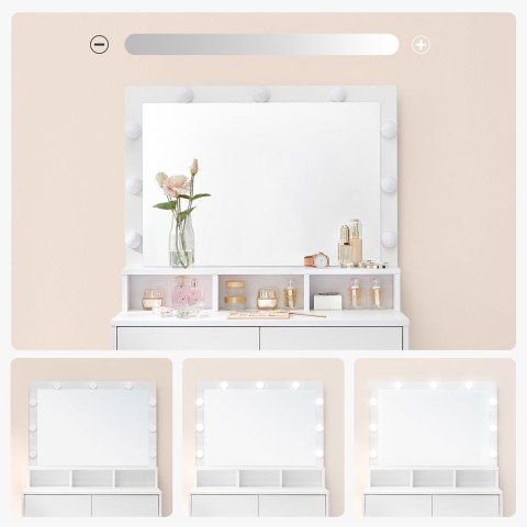 Toaletka z lustrem i 9 żarówkami LED, regulowana jasność
