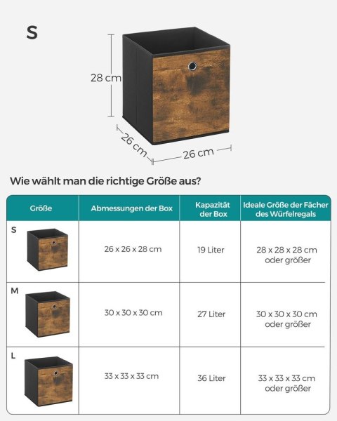 Pudełka do przechowywania, pudełka składane, pudełka z tkaniny, zestaw 6 sztuk, otwarta konstrukcja, na ubrania, zabawki, włókni