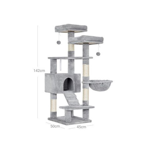 Drapak Dla Kota, Wieża Dla Kota 142 Cm, Centrum Aktywności Dla Kota, Jasnoszary Pct160w01 Lumarko!