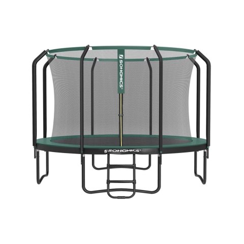 Okrągła trampolina ogrodowa z siatką zabezpieczającą, Ciemnozielony, 366cm