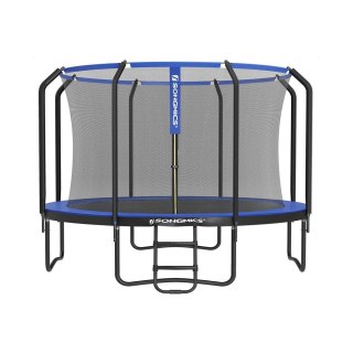 Trampolina 366 cm okrągła trampolina ogrodowa z siatką zabezpieczającą i wyściełaną ramą drabiny dla dzieci i dorosłych Wewnętrz