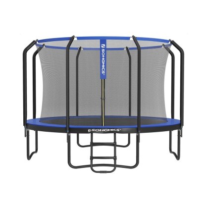 Okrągła trampolina ogrodowa z siatką zabezpieczającą, Ciemny niebieski, 366cm