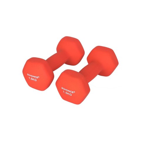 Hantle sześciokątne neoprenowe 2x1,5 kg, Pomarańczowy, 7x15 cm