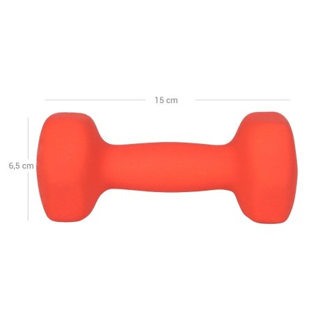 Hantle sześciokątne neoprenowe 2x1,5 kg, Pomarańczowy, 7x15 cm