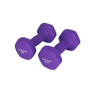 Zestaw 2 hantli winylowych hantli gimnastycznych w różnych wagach i kolorach 2 x 2 kg SYL64PL, fioletowy, 16 x 7,5 cm