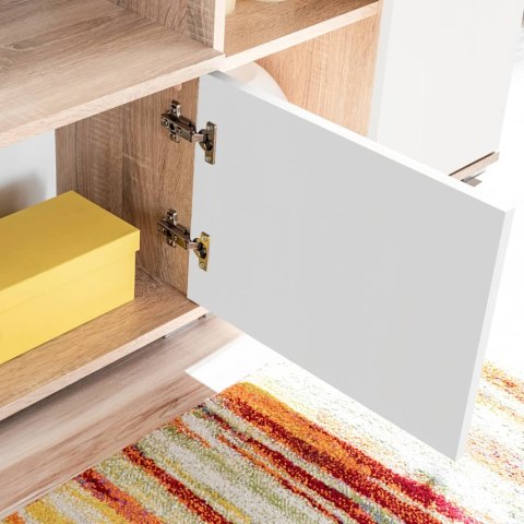  Meblościanka pod TV z oświetleniem LED, dąb sonoma i biały Lumarko!