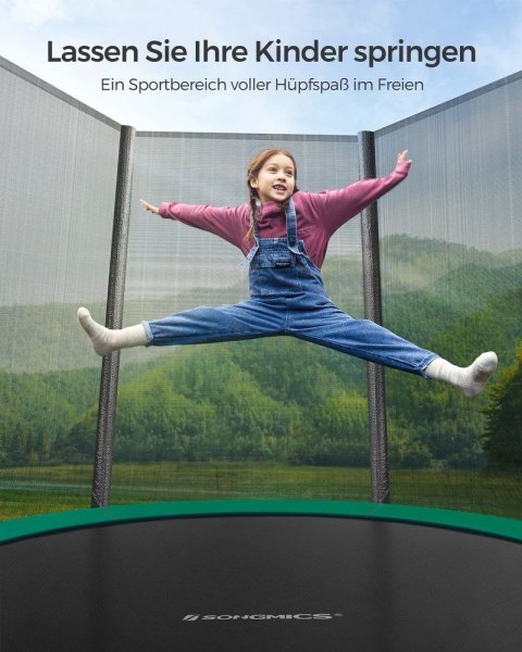 Trampolina z wyściełanymi drążkami z siatki zabezpieczającej, Zielony, 183cm