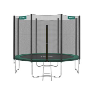 Trampolina ogrodowa Ø 244 cm, okrągła trampolina z siatką zabezpieczającą, z wyściełanymi słupkami, osłoną zabezpieczającą, test
