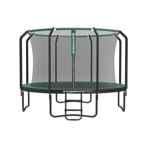 Okrągła trampolina ogrodowa z siatką zabezpieczającą, Ciemnozielony, 366cm