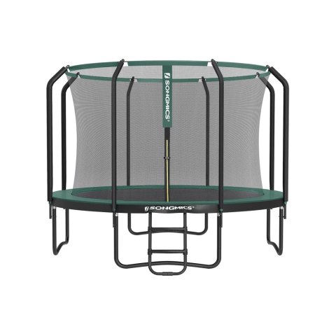 Okrągła trampolina ogrodowa z siatką zabezpieczającą, Ciemnozielony, 366cm