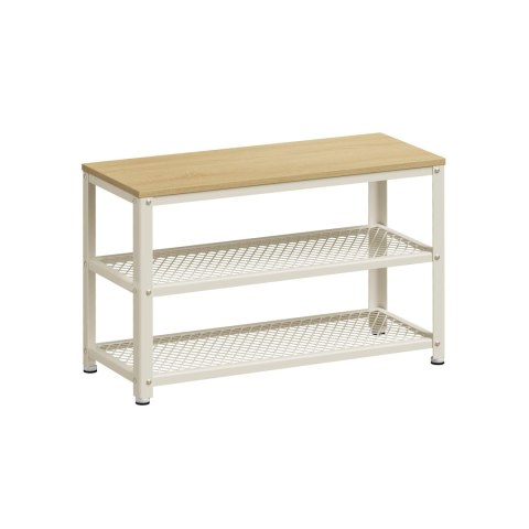 Ławka na buty z 2 półkami z siatki do przechowywania butów 30 x 73 x 45 cm do przedpokoju, przedpokoju, salonu, metalowej ramy,