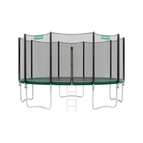 Trampolina z wyściełanymi drążkami z siatki zabezpieczającej, Zielony, 366cm
