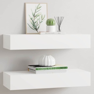  Półki ścienne z szufladą, 2 szt., białe, 60 x 23,5 x 10 cm, MDF Lumarko!