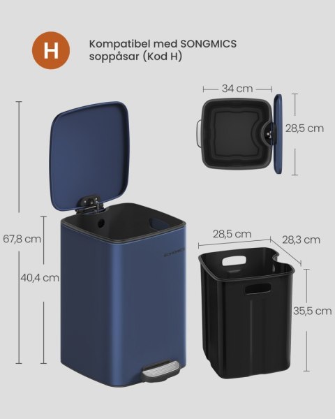 Kosz na śmieci 20 l piaskowy beż