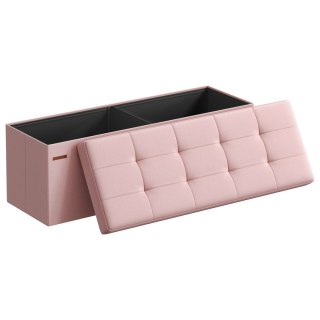 Ławka ze schowkiem, imitacja lnu, pastelowy róż