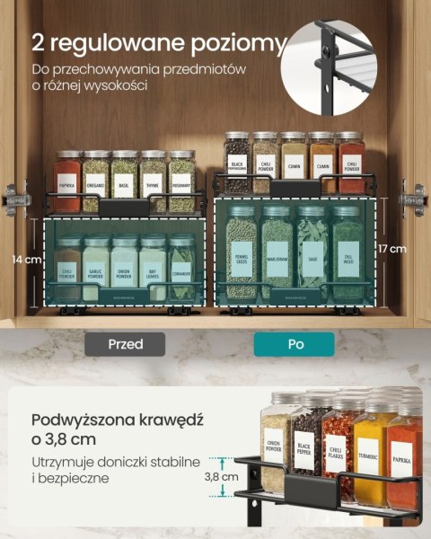 Wysuwany Organizer na Przyprawy, 2-Poziomowa Półka z Prowadnicami