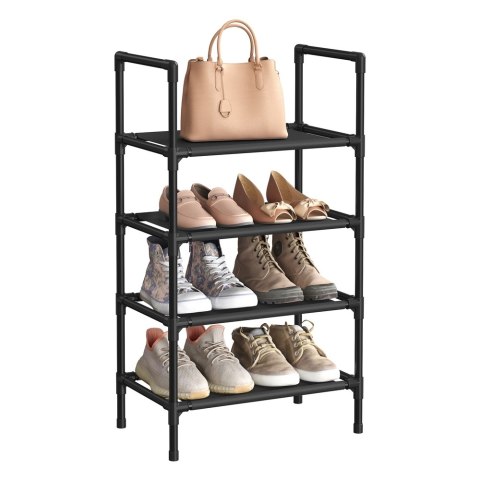 Półka na buty z 4 półkami w kolorze czarnym, 45x28x80 cm