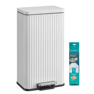 Kosz na Śmieci, Stalowy, 30 L, z Wewnętrznym Wiaderkiem33,6 x 29,8 x 59,5 cm, do Kuchni, Czarny, Kolekcja PATIA LTB330BZ02