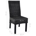  Krzesła stołowe, 2 szt., czarne, rattan Kubu i drewno mango Lumarko!