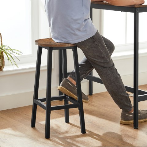 Zestaw stołu barowego z 2 stołkami barowymi w stylu vintage brązowo-czarnym