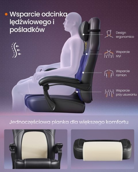 Krzesło do gier Ergonomiczne krzesło komputerowe z podnóżkiem Biurowe krzesło obrotowe z poduszką PU Regulowana wysokość At
