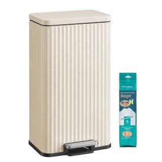 Kosz na Śmieci, Stalowy, 30 L, z Wewnętrznym Wiaderkiem33,6 x 29,8 x 59,5 cm, do Kuchni, Czarny, Kolekcja PATIA LTB330BZ02
