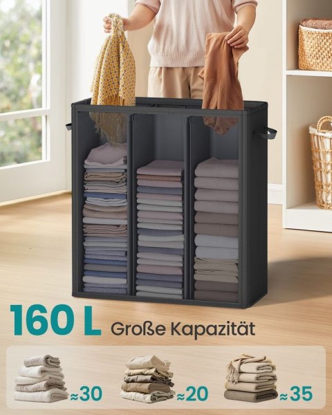 Kosz na pranie z przegrodami, czarny