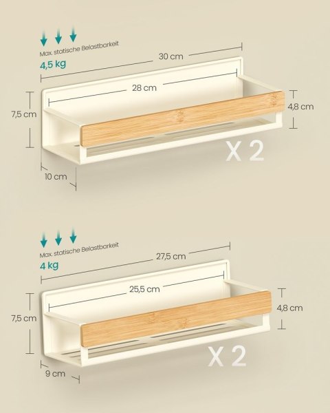 Magnetyczny organizer na przyprawy zestaw 4 cremeweiß naturbeige