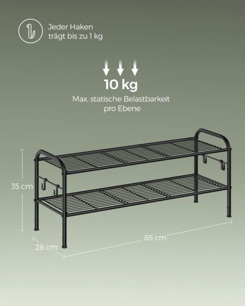 Półka na buty , stojak na buty z 3 poziomami, półka metalowa z 4 hakami bocznymi, na 12 par butów, półka z regulacją wysokości,