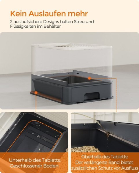 Zamknięta Kuweta Dla Kotów, Toaleta, Wyjmowana Taca, Łopata, Szczotka, Dla Dużych Kotów, Ładowność 15 Kg, Odporna Na Ślady, Zapo