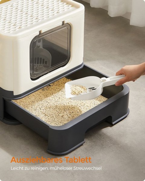 Zamknięta Kuweta Dla Kotów, Toaleta, Wyjmowana Taca, Łopata, Szczotka, Dla Dużych Kotów, Ładowność 15 Kg, Odporna Na Ślady, Zapo
