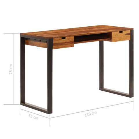  Biurko, 110x55x78 cm, lite drewno sheesham i stal Lumarko!