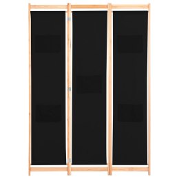 Lumarko Parawan 3-panelowy, czarny, 120x170x4 cm, tkanina