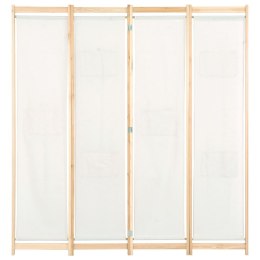  Parawan 4-panelowy, kremowy, 160x170x4 cm, tkanina