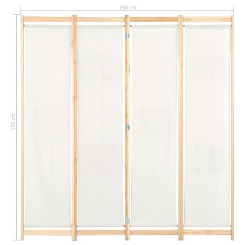  Parawan 4-panelowy, kremowy, 160x170x4 cm, tkanina Lumarko!