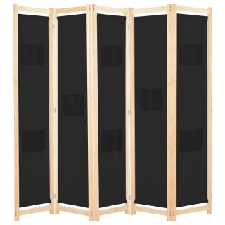  Parawan 5-panelowy, czarny, 200 x 170 x 4 cm, tkanina Lumarko!