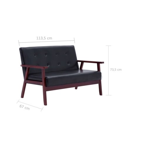  2-osobowa sofa, czarna, sztuczna skóra Lumarko!