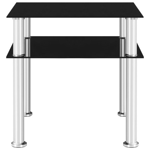  Stolik boczny, czarny, 45x50x45 cm, hartowane szkło Lumarko!