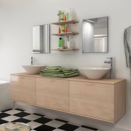  8 elementowy zestaw beżowych mebli łazienkowych z umywalkami Lumarko!